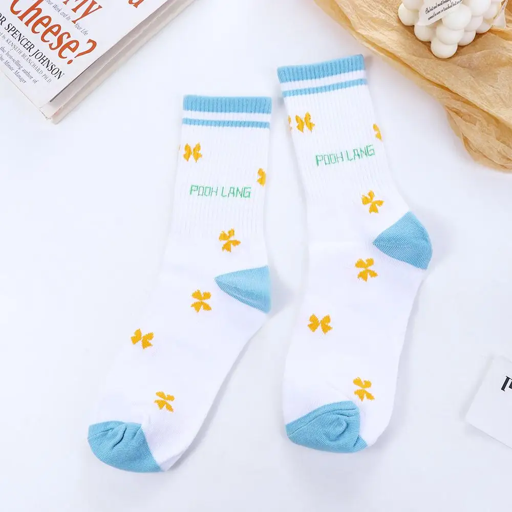 Winter Sports Socks Ice Cream Color Casual Lattice Striped Cotton Hosiery Cow Print Women Socks Cow Socks