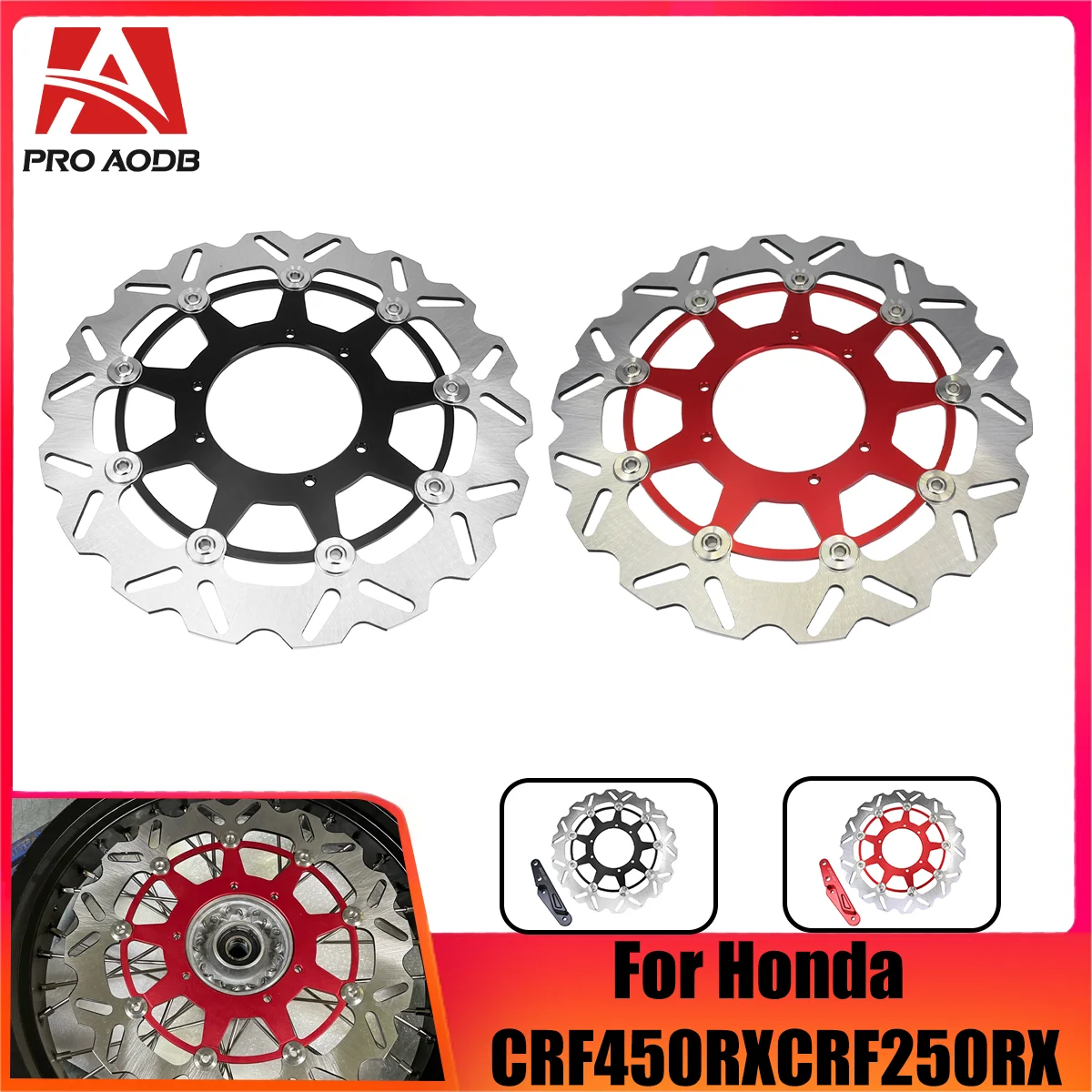 

Motocross 320MM Rotor Disk Front Floating Brake Disc Brake Caliper Bracket For Honda 250R 450R 250X 450RX CR CRF 450X 2002-2024