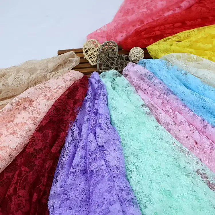 

10m X 1.5m High-end No Stretch fashion Lace Fabric High Quality Tulle Embroidered Rose flower net Lace Fabric For Wedding