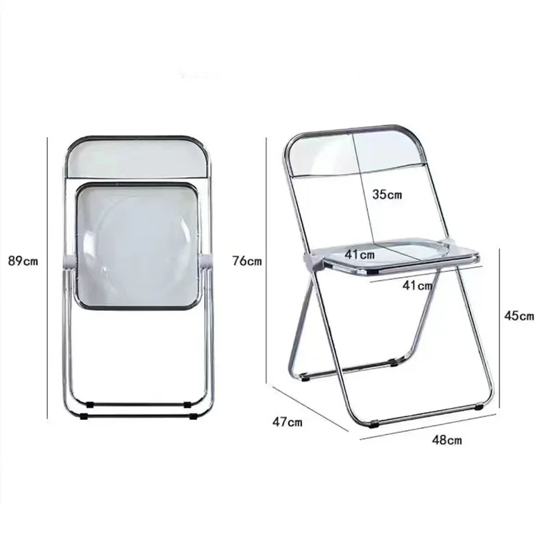 

Transparent folding dining chair ins Internet celebrity acrylic plastic crystal chair photo negotiation chair