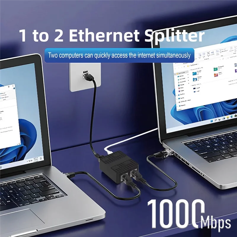 Divisor de Cable Ethernet AA84, 1 a 2, 1000Mbps, divisor de Cable de Internet, 1 en 2 salidas, divisor de red Gigabit de alta velocidad