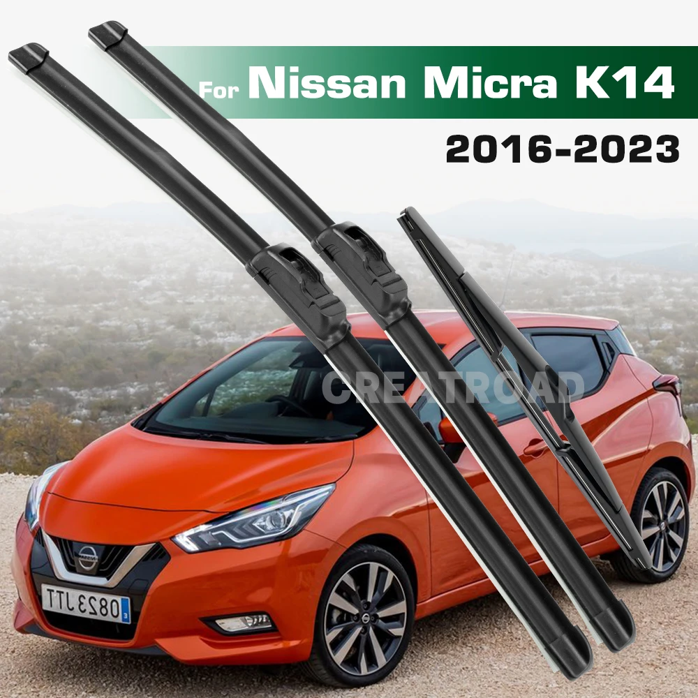 

Комплект стеклоочистителей GREATROAD для Nissan Micra K14 2016-2023, передние и задние щетки стеклоочистителя, лобовое стекло, оконная щетка
