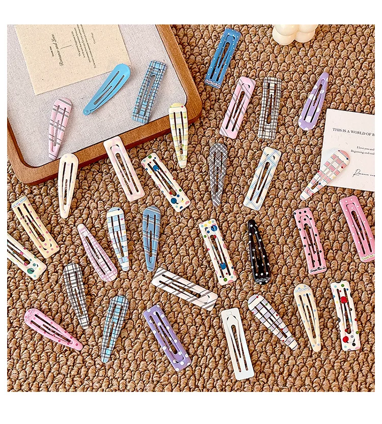 2026 Neu 4-teiliges Ins Koreanisches Haarspangen-Set Kariert Gepunktet Acryl Schonende Haarklammern für Babys Mädchen Kleinkinder Tägliche Schulbedienung – Detail 7