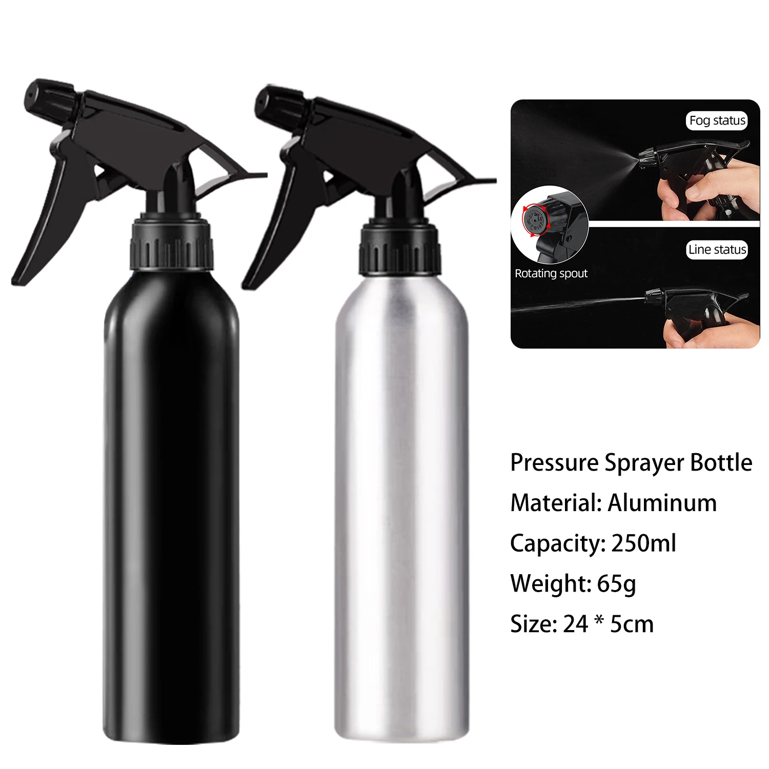 

Spray/Stream Mode 250mL Aluminum Tattoo Spray Bottle Empty Refillable Bottle Rotating Spout Tattoo Supplies Accessories