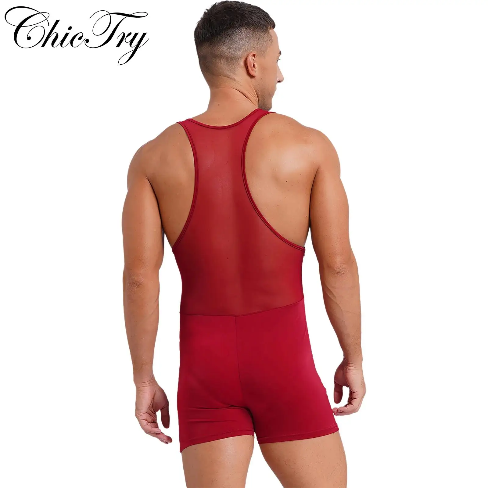 

Men's Tank Tops Leotard Bodysuit Wrestling Singlet Boxers Shorts Muscle Jumpsuit for Sportswear Gym Workout Bodybuilding Fitness