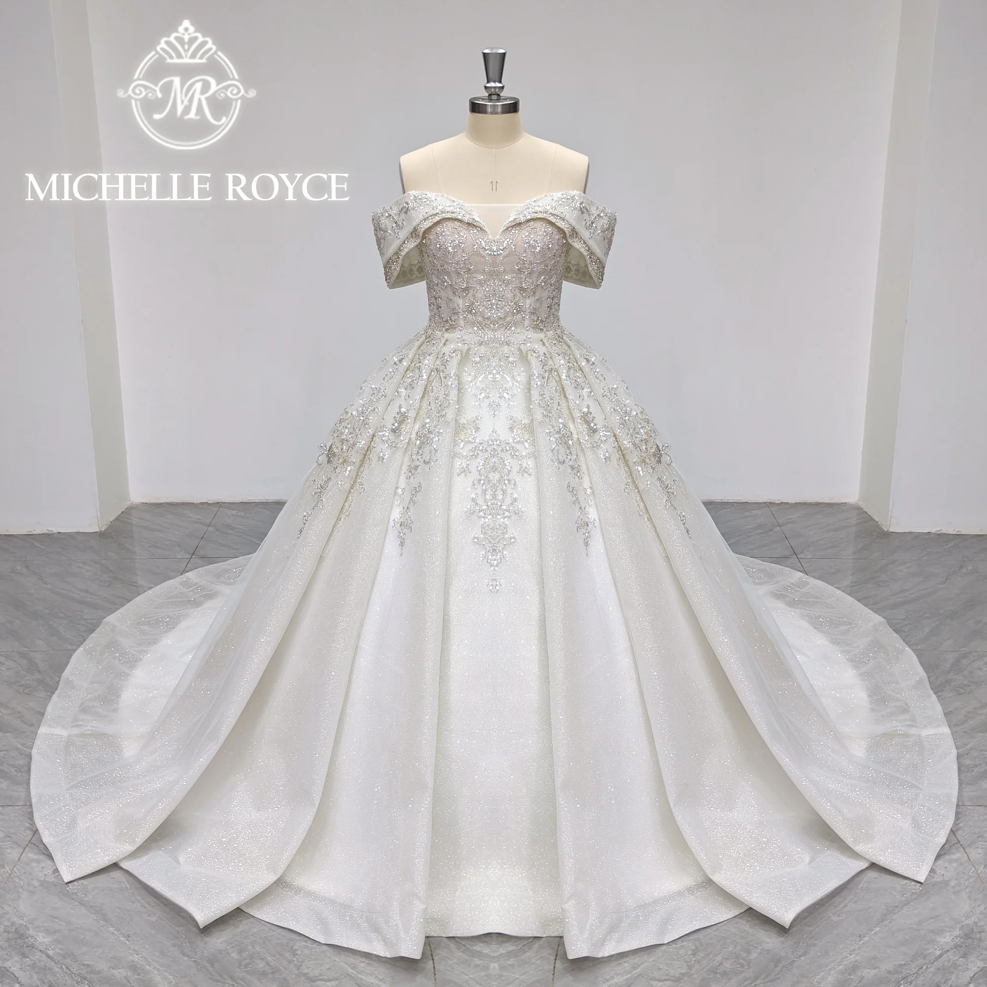 Michelle Royce Ball Gown Wedding Dress For Women 2023 Exquisite Sweetheart Sleeveless Embroidery Beading Sequined Wedding Gown