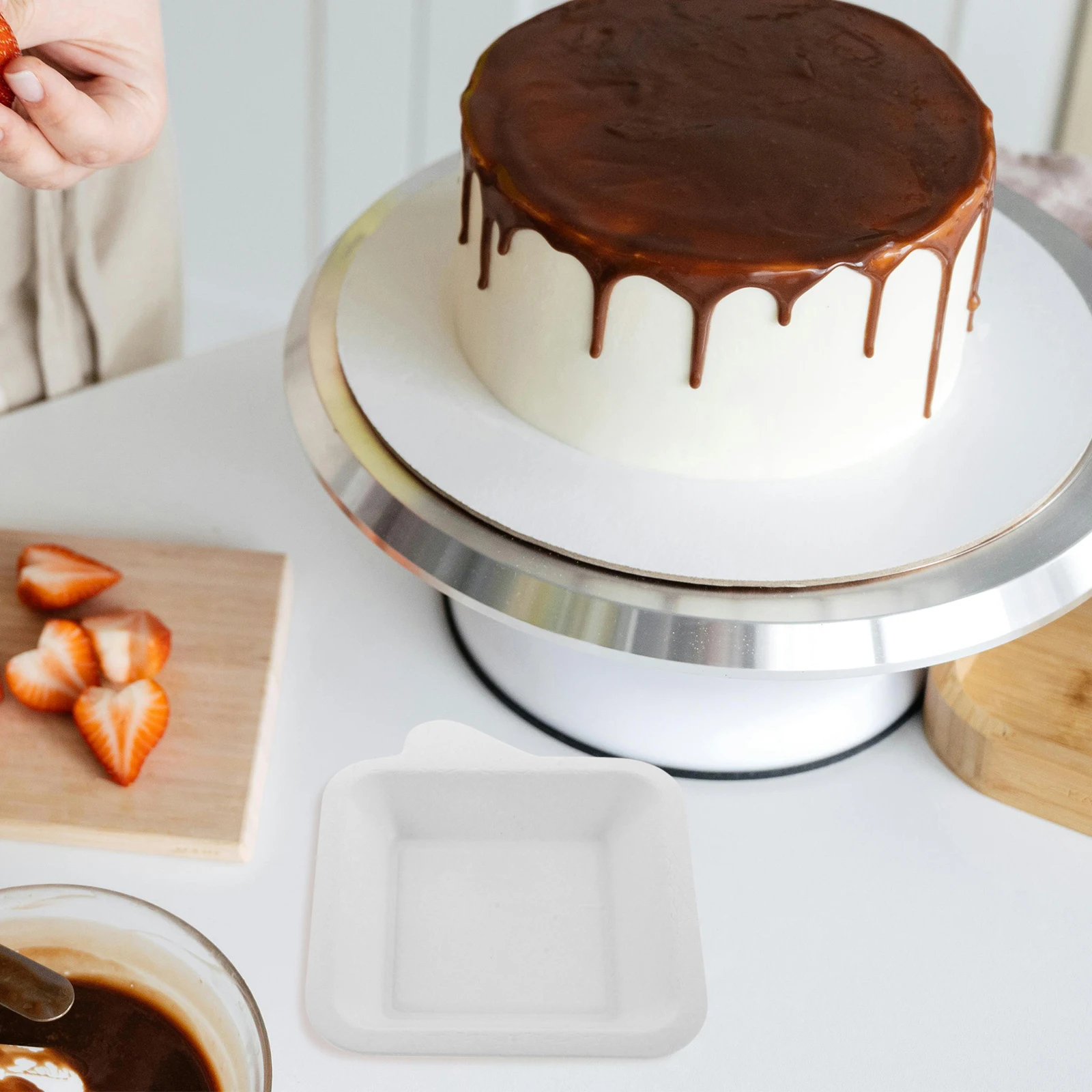 

40 Pcs Cake Pan Practical Plates Party Square Paper Disposable Dinner Size Dish