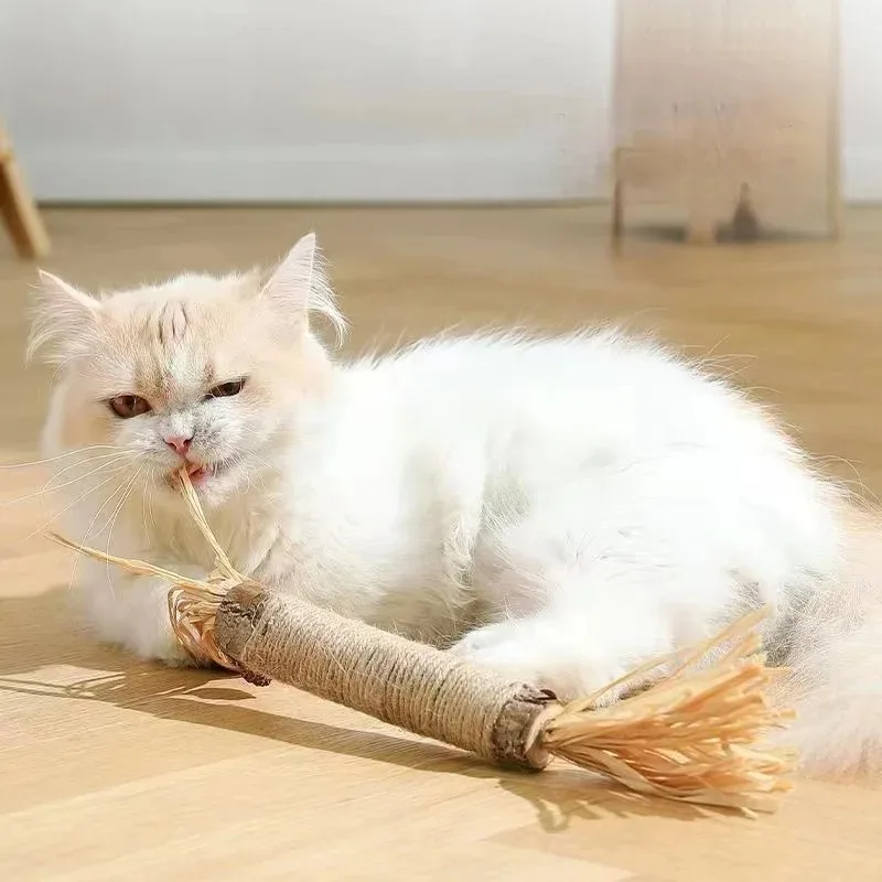 1 Pc Cat Toys Silvervine Chew Stick Polygonum Kitty Raffia Grass Pet Supplies Cleaning Teeth Stick Pet Bite Cat Toy Hemp Rope