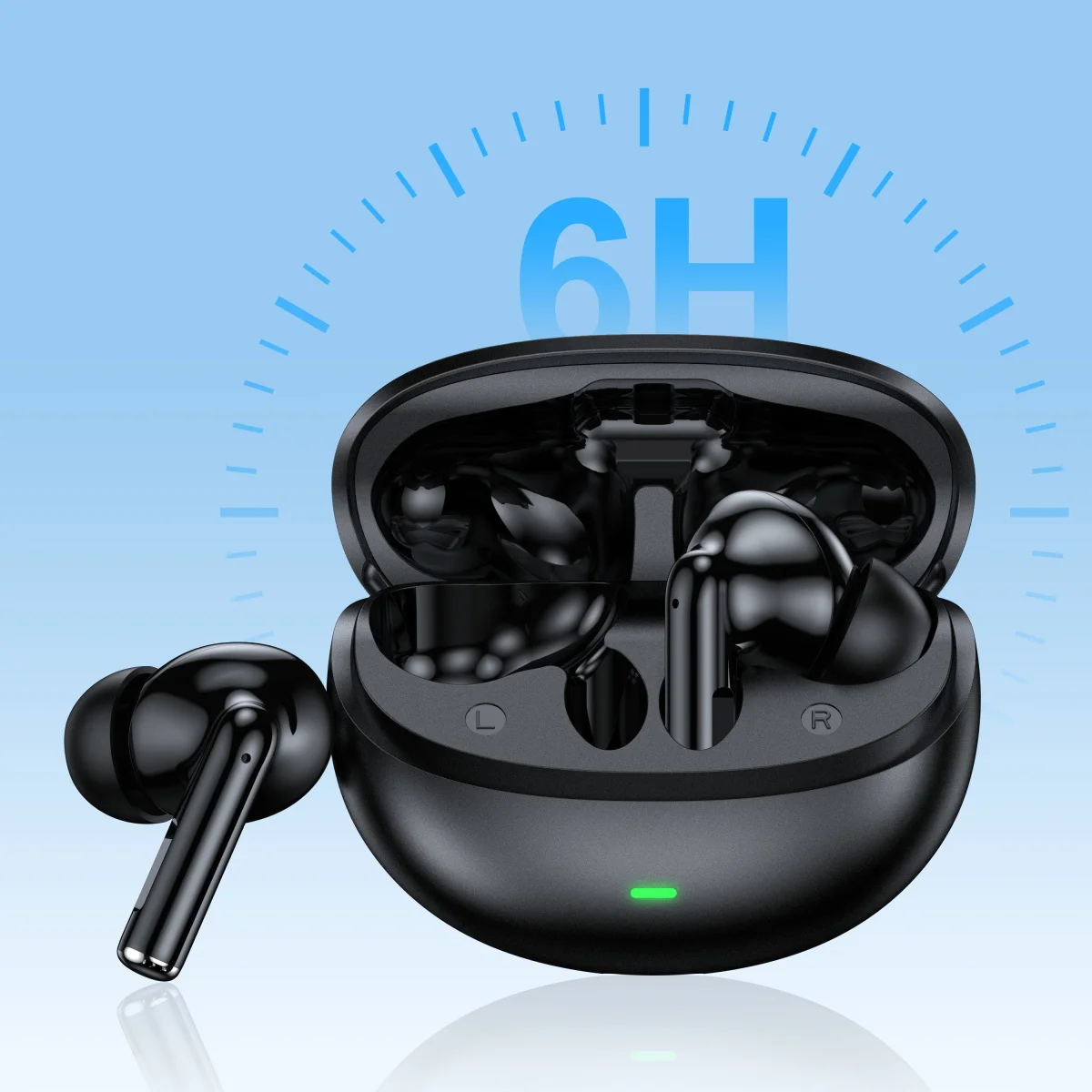 Wireless Bluetooth Headset Built-in Microphone and Volume Adjustable Earbuds Flip-top Sports Headset Compatible with Android/IOS