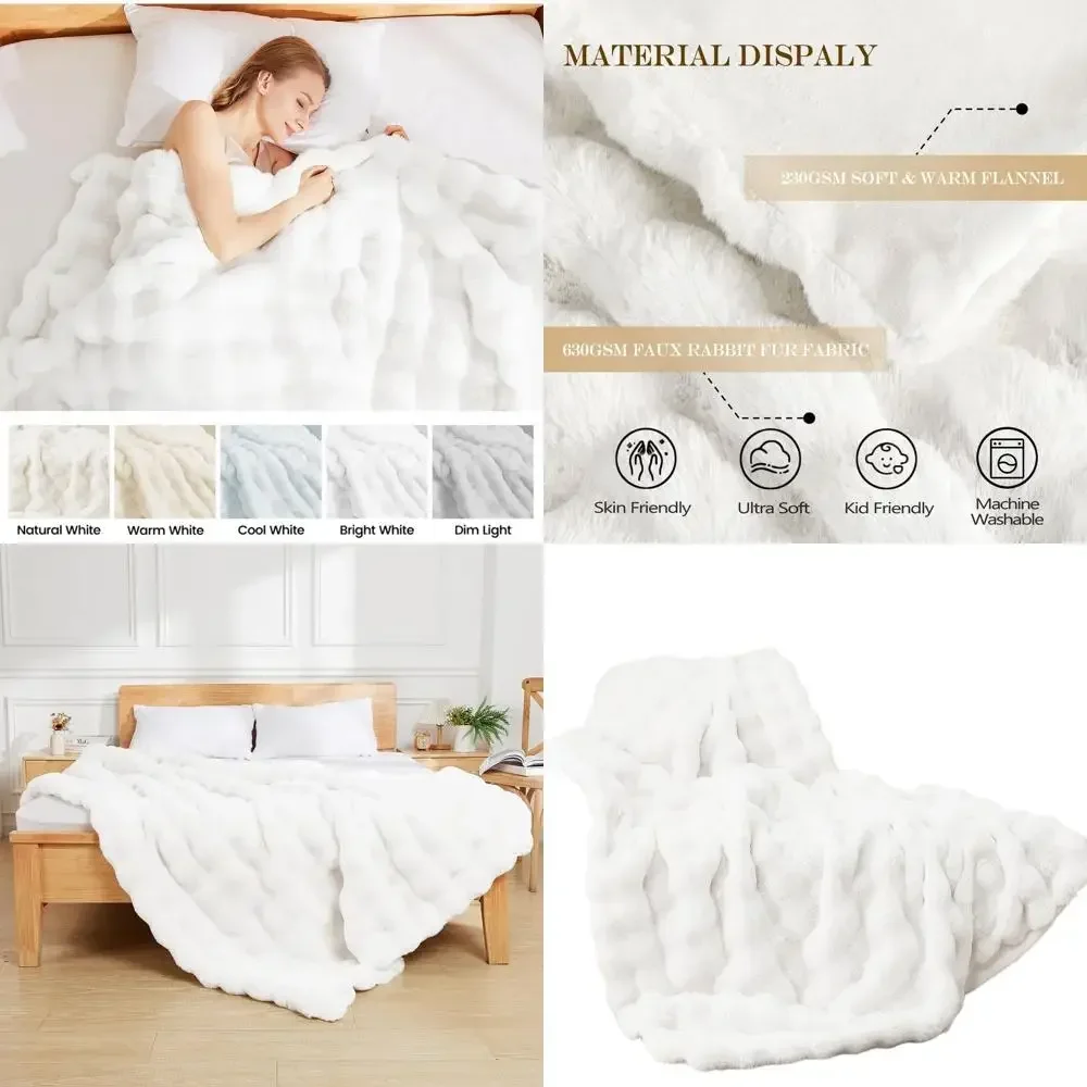 

Роскошный белый плед из искусственного меха, плюшевый и теплый, 60x80 см для дивана, софы или спальни