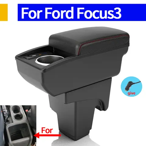 Para Ford FOCUS 3 caja de reposabrazos para Ford Focus III MK3 caja de almacenamiento de reposabrazos de coche Interior piezas de reequipamiento dedicadas accesorios de coche