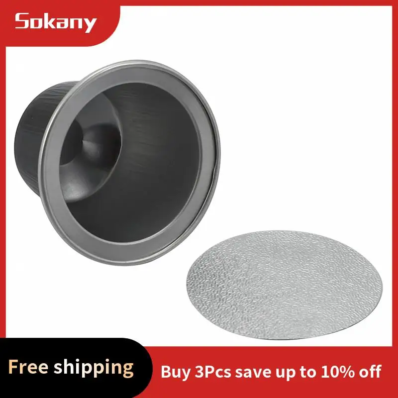 A68M-100 Sets Refillable Coffee Capsules Cup Disposable Coffee Capsules Packaging Cafe Supplies For Nespresso Black