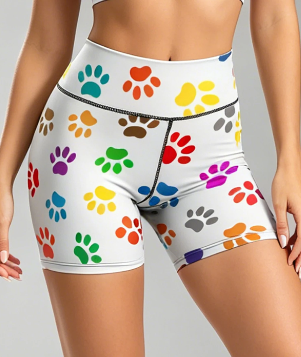 New Women's print leggings, high waist hip lifting slim fit shorts gym workout tights fittness cycling quick drying short pants