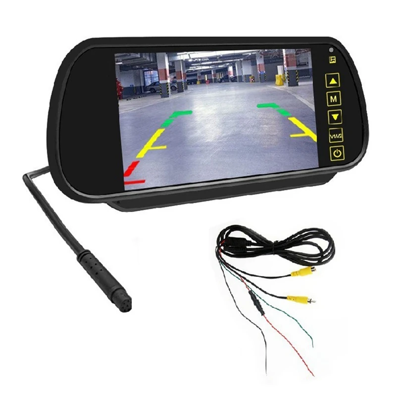 

7 Inch Car LCD Mirror Monitor Parking Screen 2 AV Input Auto Display Assist For Rear View Reversing Camera, Durable