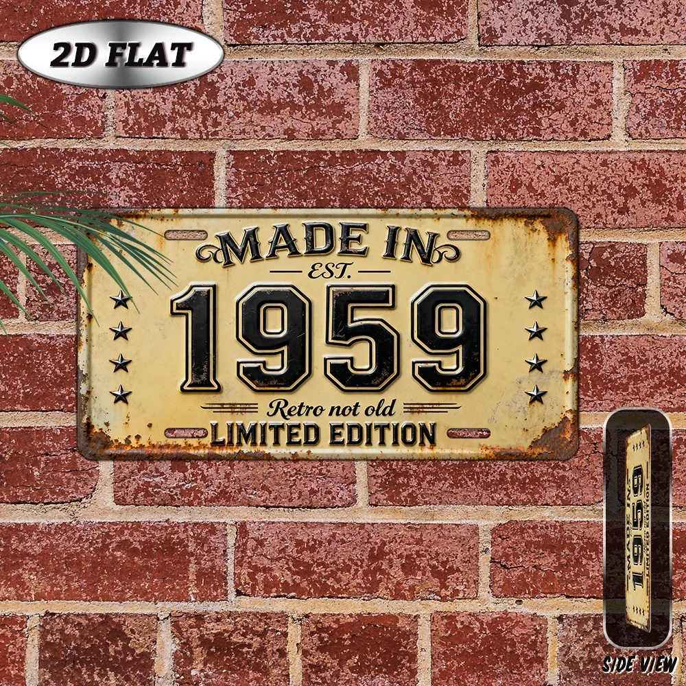 2D Flat, 1pc Vintage 1959 Metal Wall Sign - Retro Aluminum Plaque 30.48cm x 15.24cm (Wall-Mounted) Suitable for /Outdoor Use - M