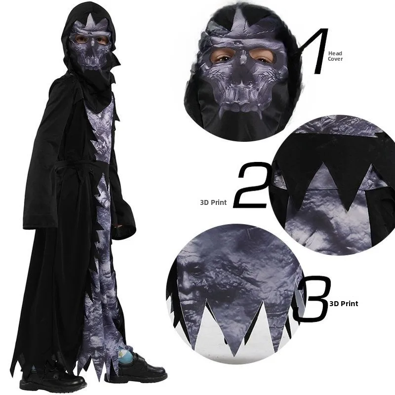 Halloween Kinderkostuum Heren Terror Skeleton Devil Set Prestatiekleding Ghost Outfit Etnisch Toneelkostuum