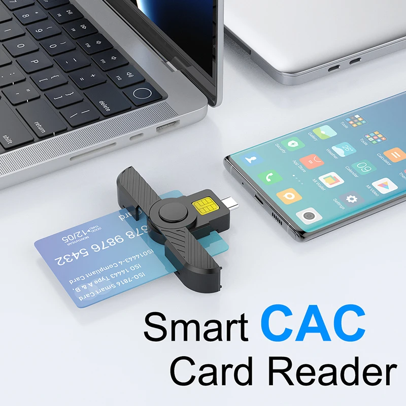 USB-C IC Smart Card Reader For Bank Card ID Card Portable Type-C SIM Card Adapter For Phone Laptop PC Filing Taxes CAC