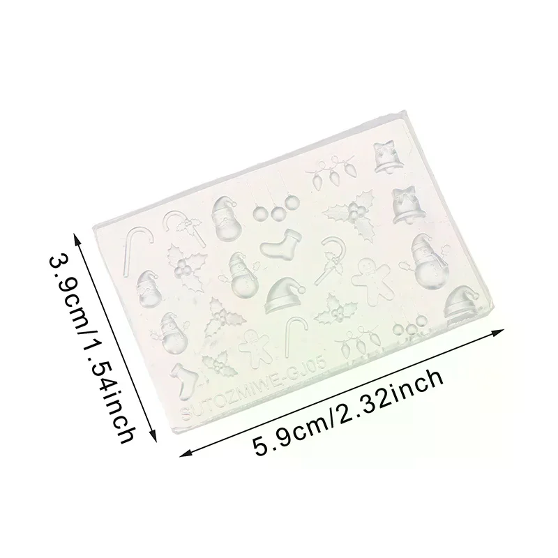 Stampo per unghie in silicone 3D per nail art fai da te albero di Natale pupazzo di neve campana uomo di pan di zenzero modello di design trasparente strumento per manicure