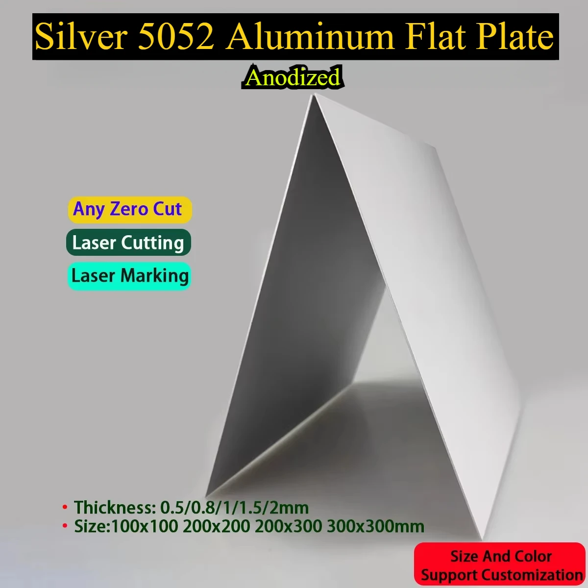 

Silver 5052 Aluminum Flat Plate Anodized Aluminum Alloy Plate Size100x100 200x200 200x300 300x300mm Thickness 0.5/0.8/1/1.5/2mm