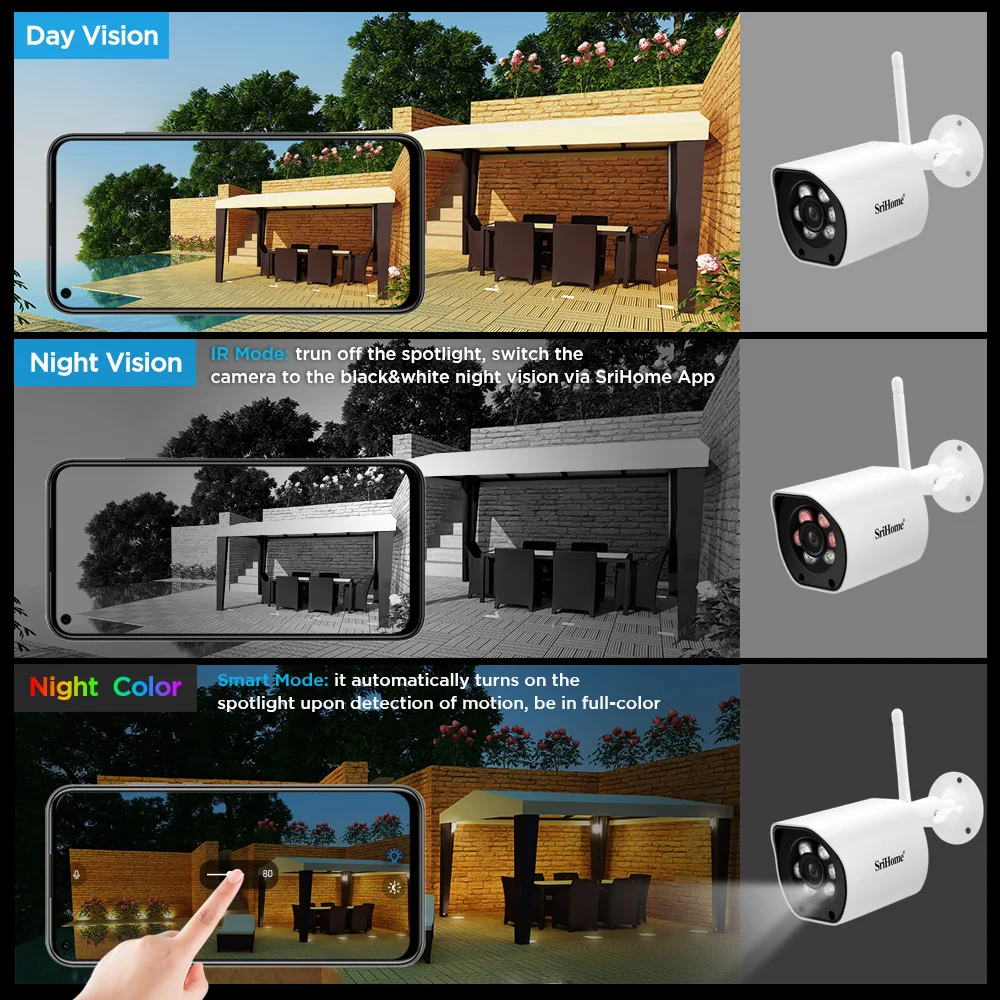 SriHome SH034 Mini 5MP Dual 2.4/5G Wifi IP Camera Waterproof Video Surveillance Color Night Vision Security Protection CCTV Cam