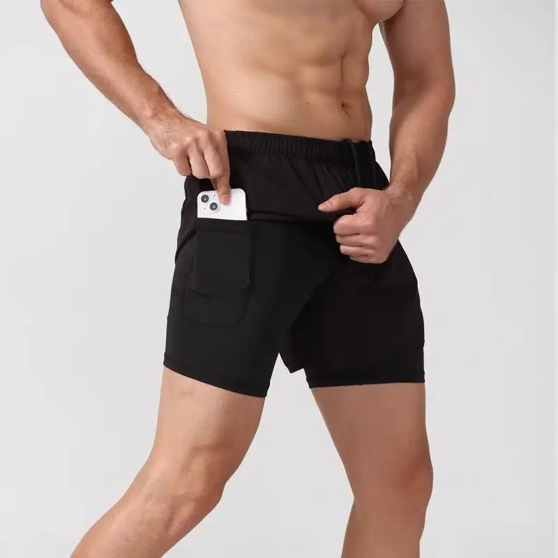 Fake two pieces of running training basketball marathon lining sports and leisure shorts for men and women, quick drying fitness