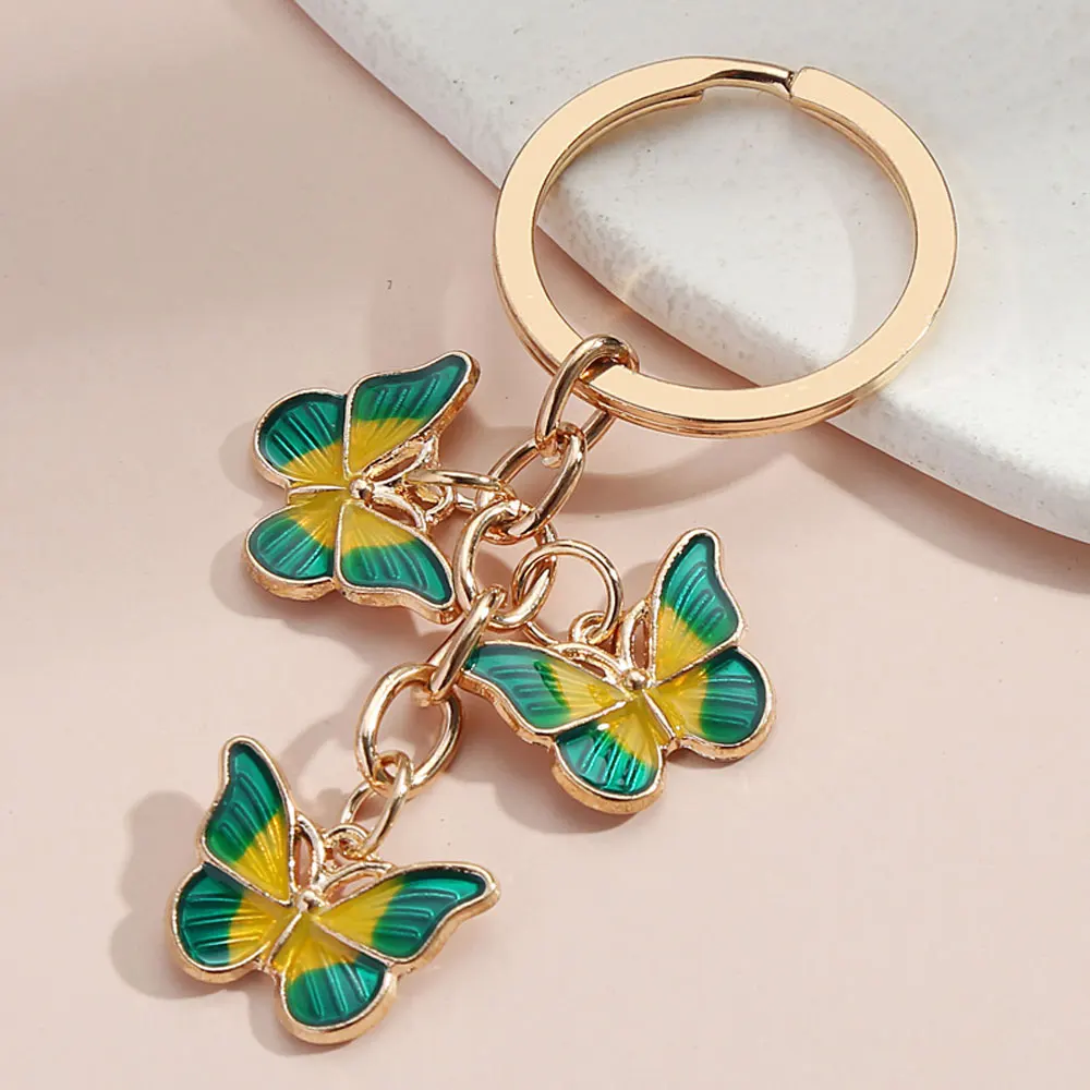 New Colorful Enamel Butterfly Keychain Insects Car Key Women Bag Jewelry Gifts Car accessories Handbag Key Chains Women Girls