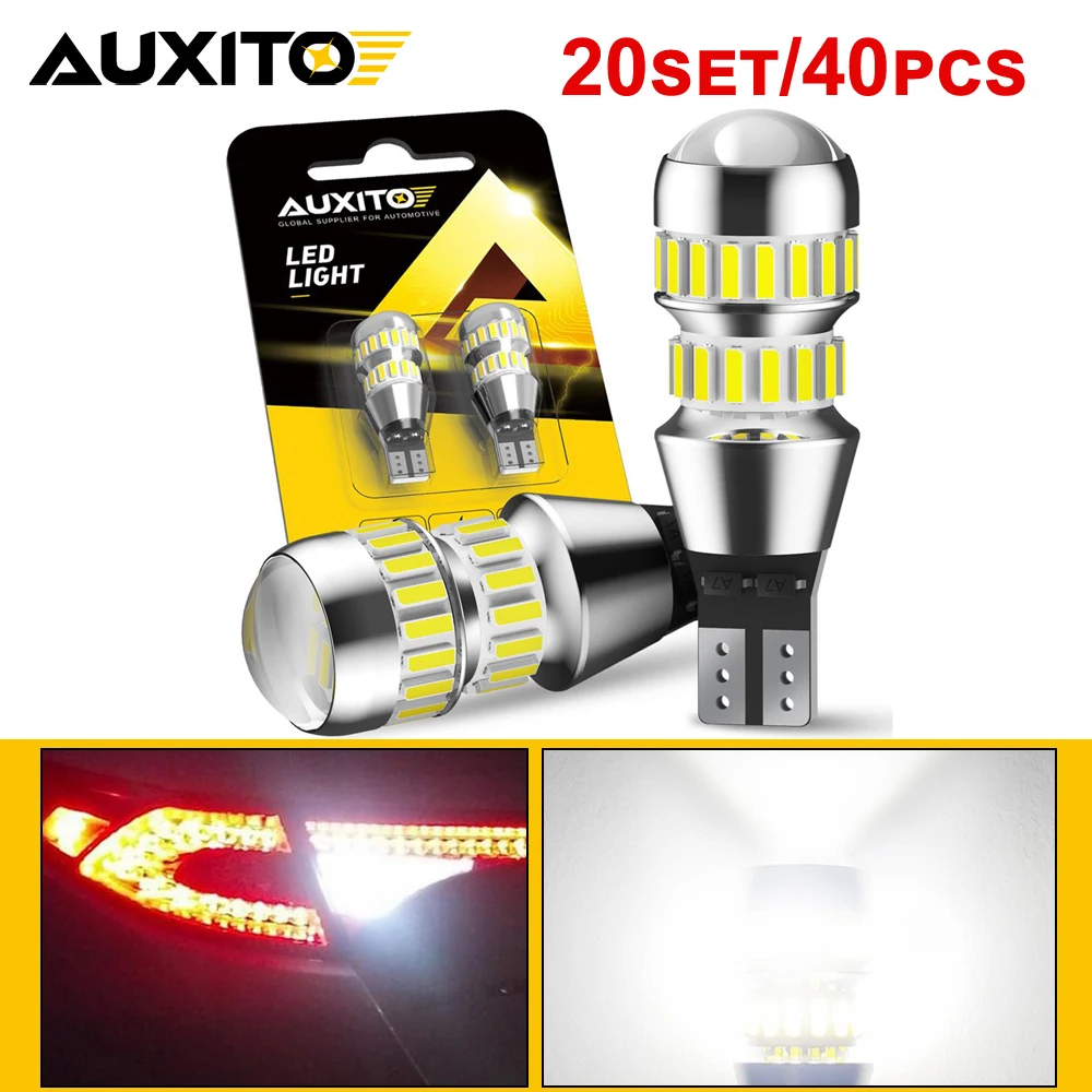 

AUXITO 40 шт./20 компл. W16W светодиодные лампы Canbus T16 T15 921 912 светодиодные лампы без ошибок автомобильный резервный фонарь заднего хода 6000K ксенононовые белые автомобильные фары 12 В