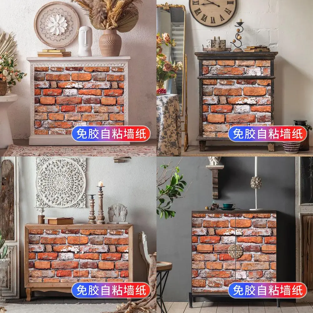 Retro Cabinet Refurbishment Self Adhesive Wallpaper for Wardrobe Doors Kitchen Dorm Walls Furniture Renovation and Aesthetic Imp