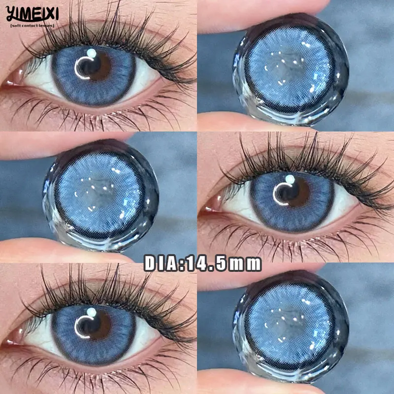 YIMEIXI-lentes de contacto para miopía, lentes de contacto para pupilas de belleza grandes, Ojos de-0,00 a-8,00, marrón y azul de diamante para