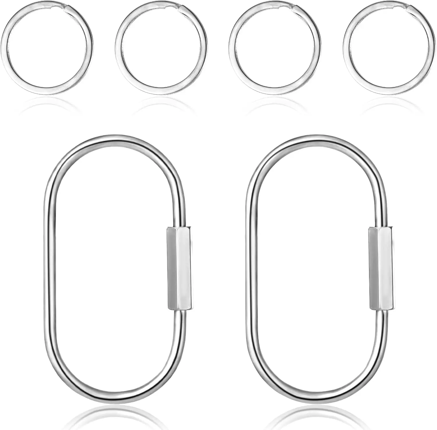 

Brass Screw Lock Keychain with 4 Rings, 2.52 x 1.34 Inch, Silver Key Ring Holder, Simple Style Car Keychain