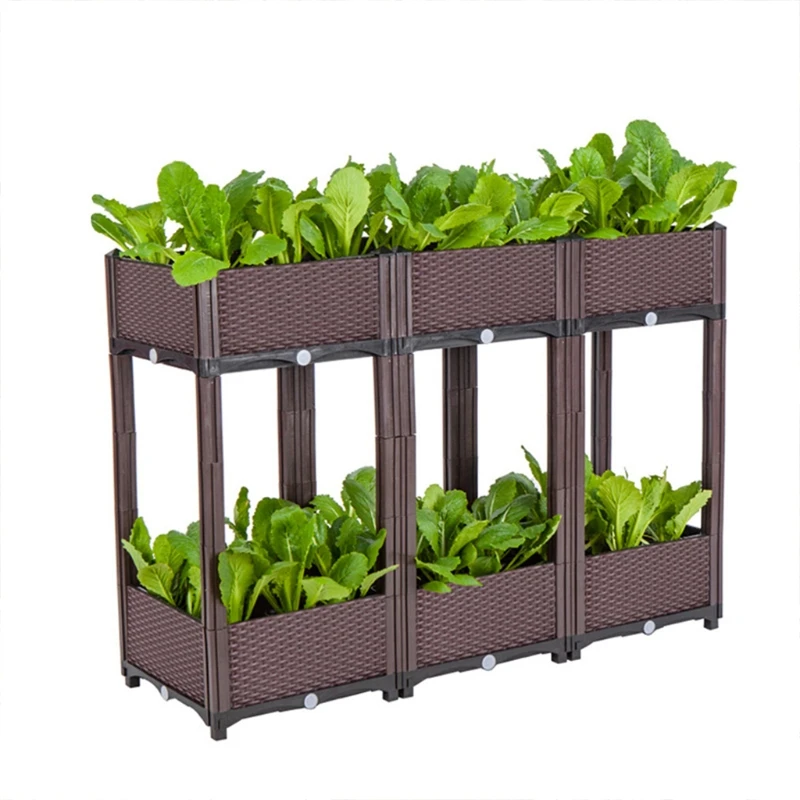 Rectangular Raised Garden Bed Kit Indoor Outdoor Plastic Planter Grow Box Flowerpot Elevated Garden Bed Garden Pots & Planters