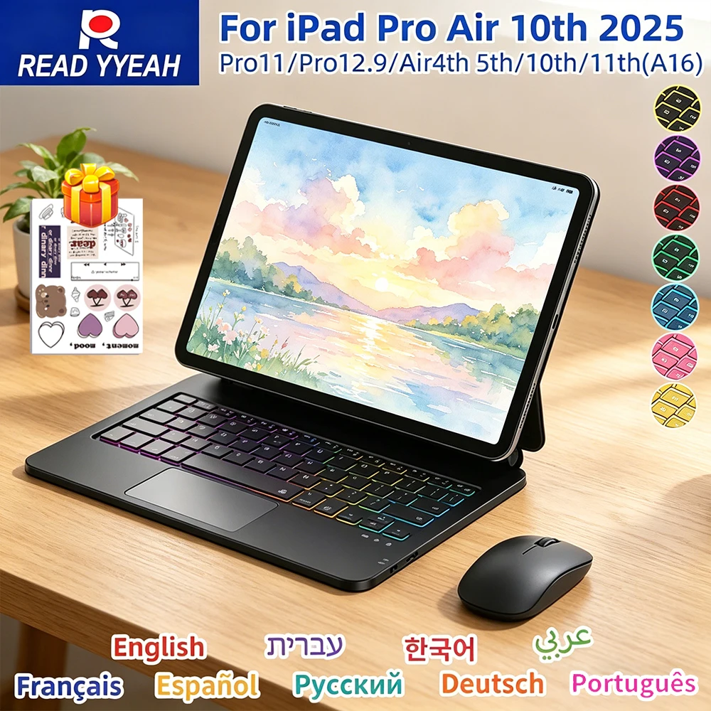 Magic Keyboard For iPad 11th 10th Gen Pro 11 12.9 13 Air 11 4 5 10.9 inch Smart Folio Case Backlight Multi-touch Magnetic Cover