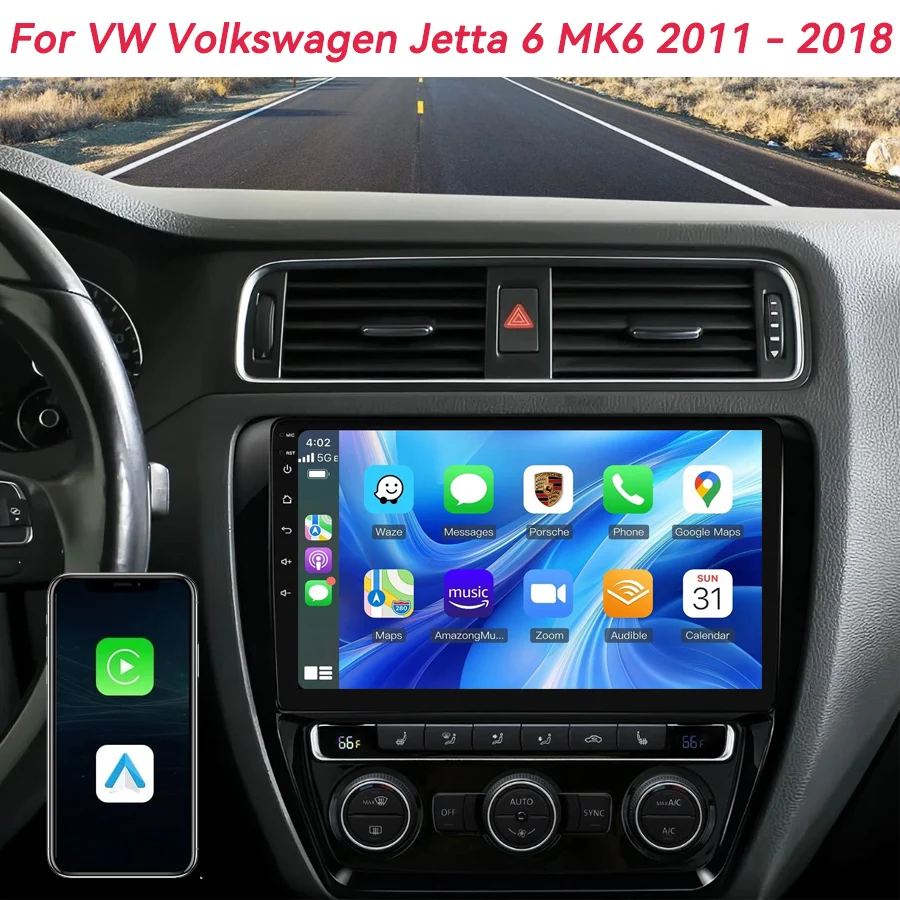 

Android 16 CarPlay Auto For VW Volkswagen Jetta 6 MK6 2011-2018 Car Radio Multimedia Video Player GPS Navigation Stereo 4G+WIFI