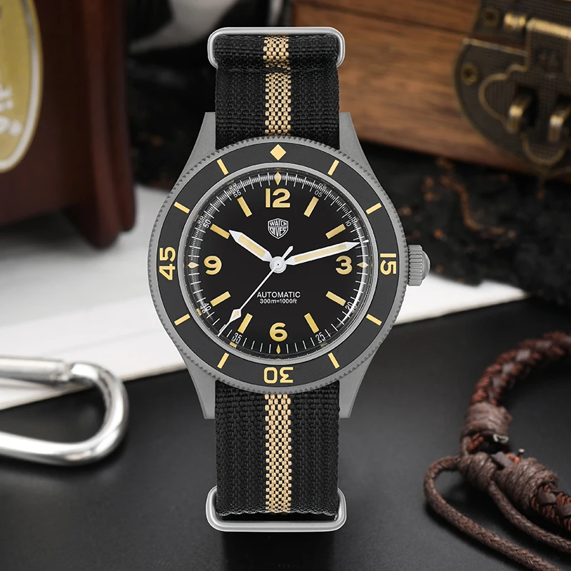 Watchdives-Reloj de cristal de zafiro para hombre, cronógrafo de buceo con movimiento automático, Burbuja, a prueba de agua de 300M, Estilo Vintage, NH35, 40mm