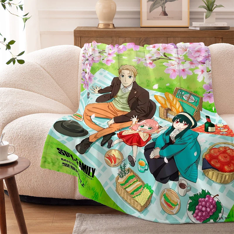 Anime Fleece Blanket Sofa S-Spy×Family Winter Warm Knee Bed Camping Nap Fluffy Soft Blanket King Size Blanket Microfiber Bedding