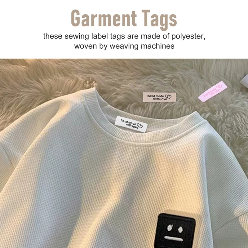 

120 штук персонализированных пришивных этикеток для одежды, ручной работы, с переплетающимся узором в виде сердец