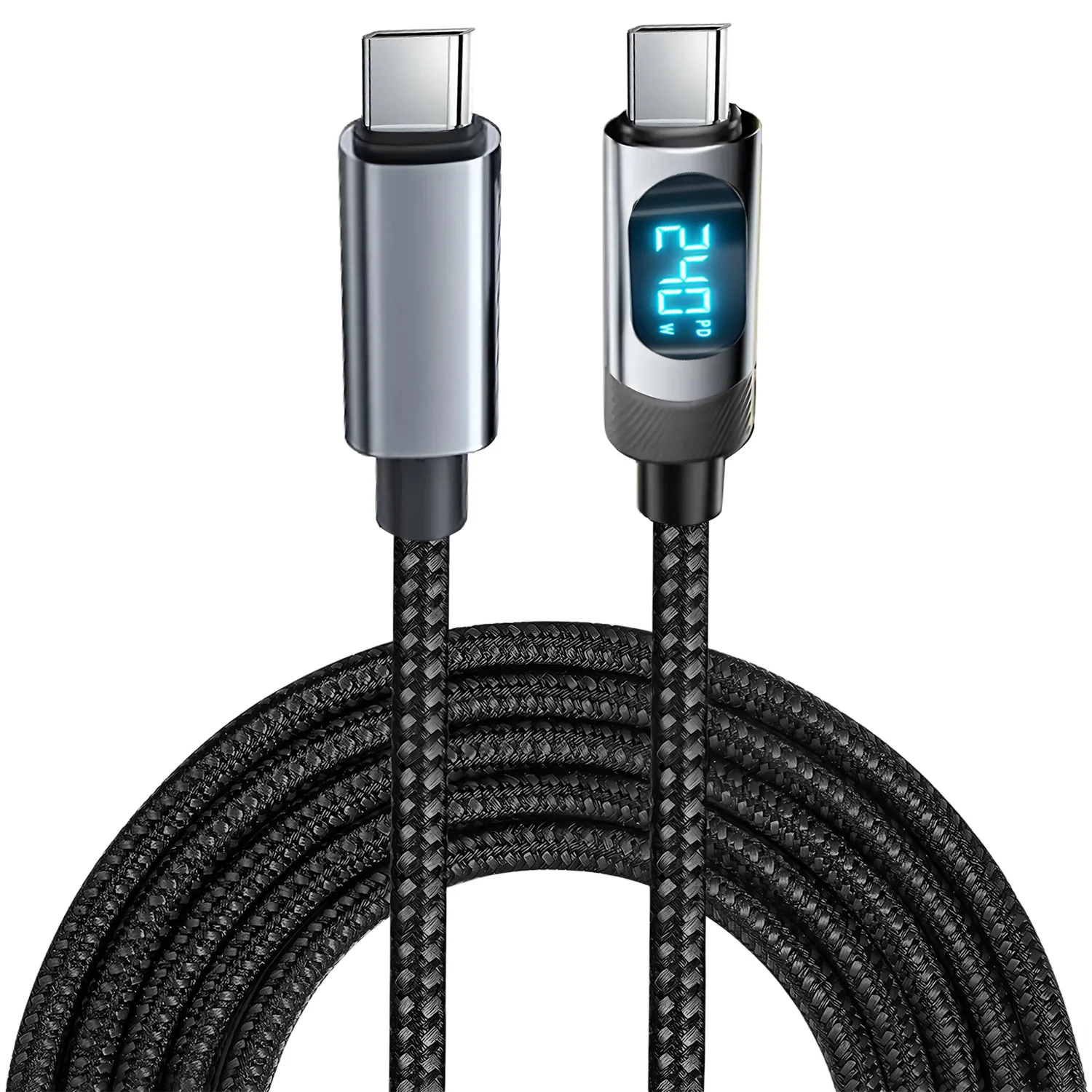 USB C to Type C Cable with LED Display Type C Fast Charger Cable PD 240W Charging Cord for iPhone 15 16 Pro Macbook Pixel