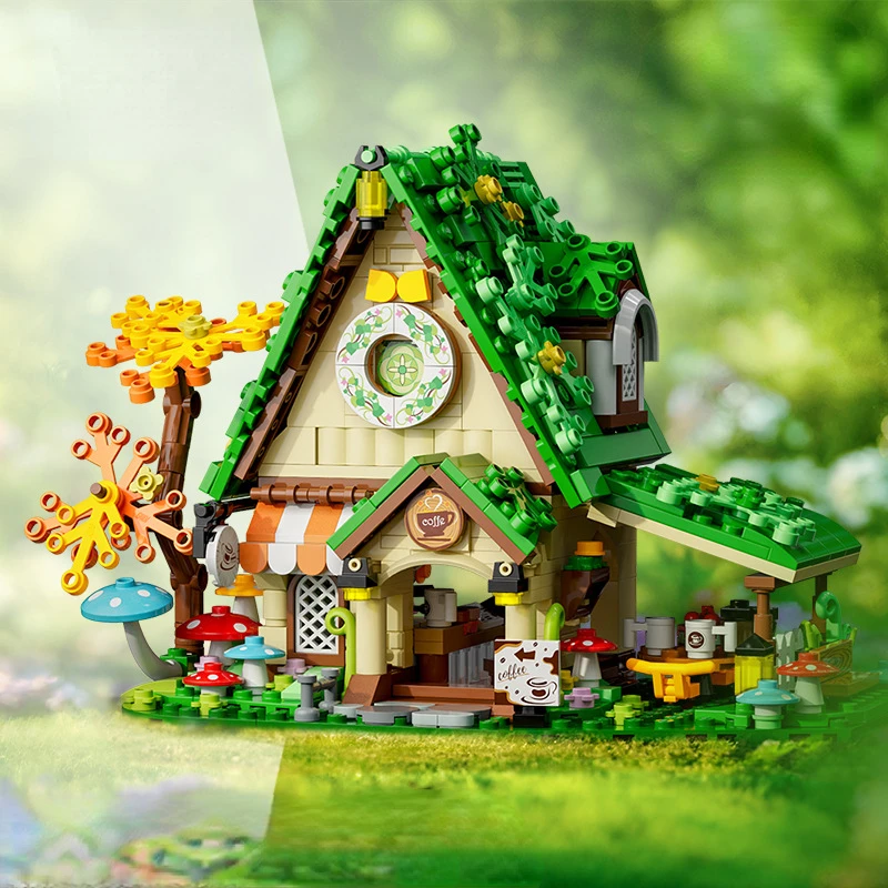 

Fantasy Candy House Fairy Tale Cafe Building Blocks Street Scene Children's Assembly Toy Model Ornaments Holiday Gift