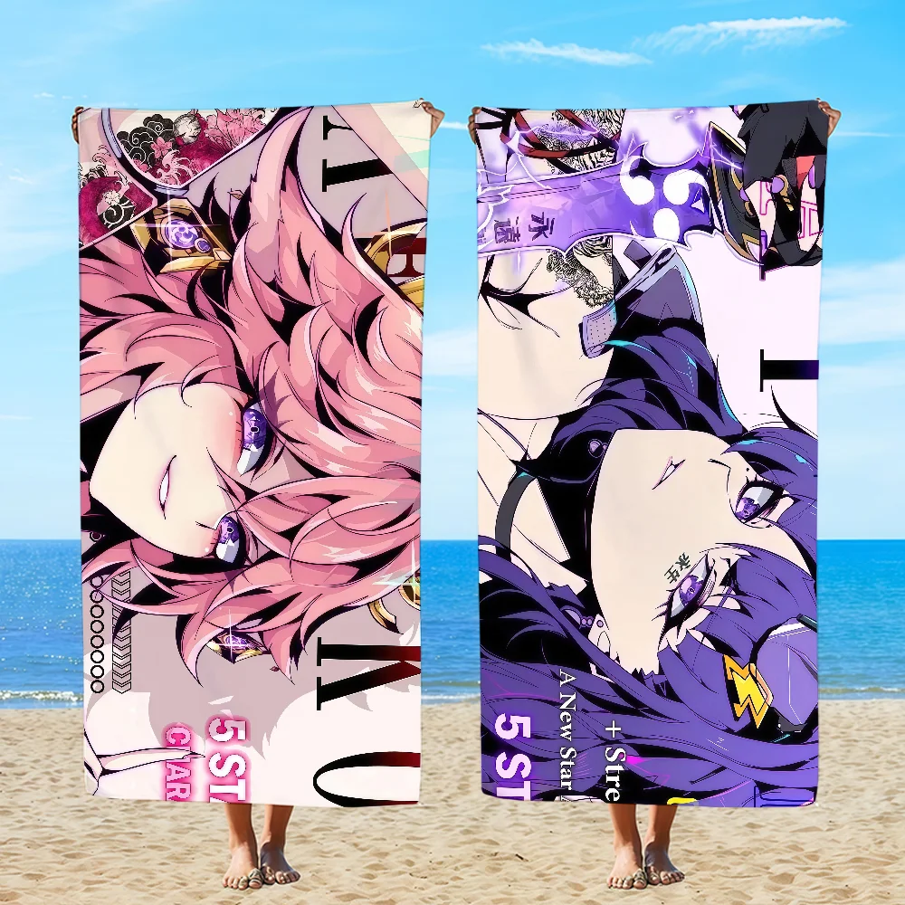 Honkai Star Rail Genshin Hentai Towel Beach Oversized Soft Ultra Absorbent Quick Drying Large Pool Travel Camping Bathroom