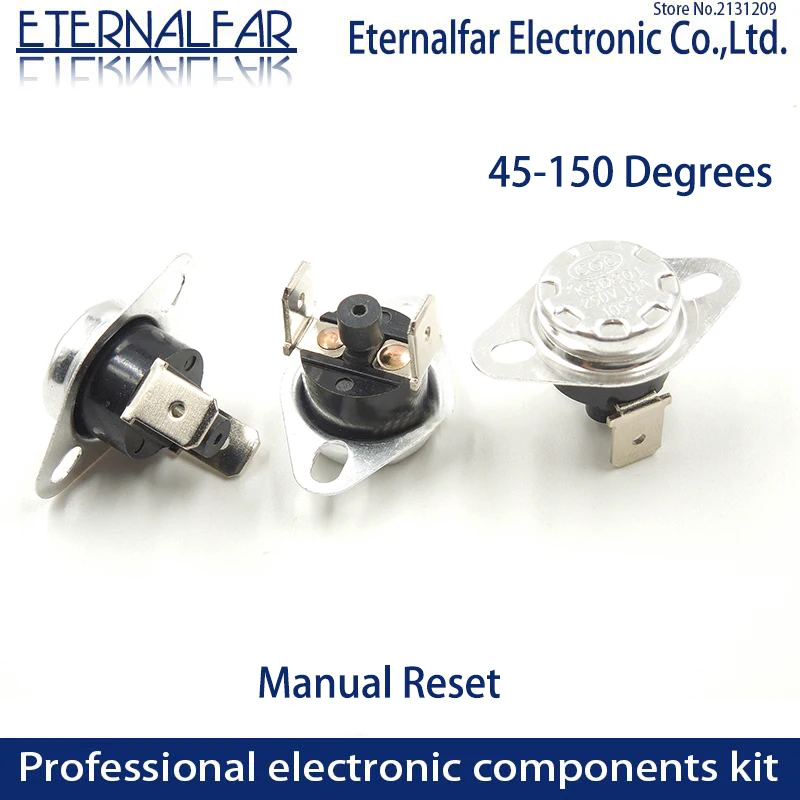 KSD301 10A 45C 50C 55C 60C 65C 70C 75C 80 Celsius Manual Reset Thermostat Normally Closed Temperature Switch Temperature Control
