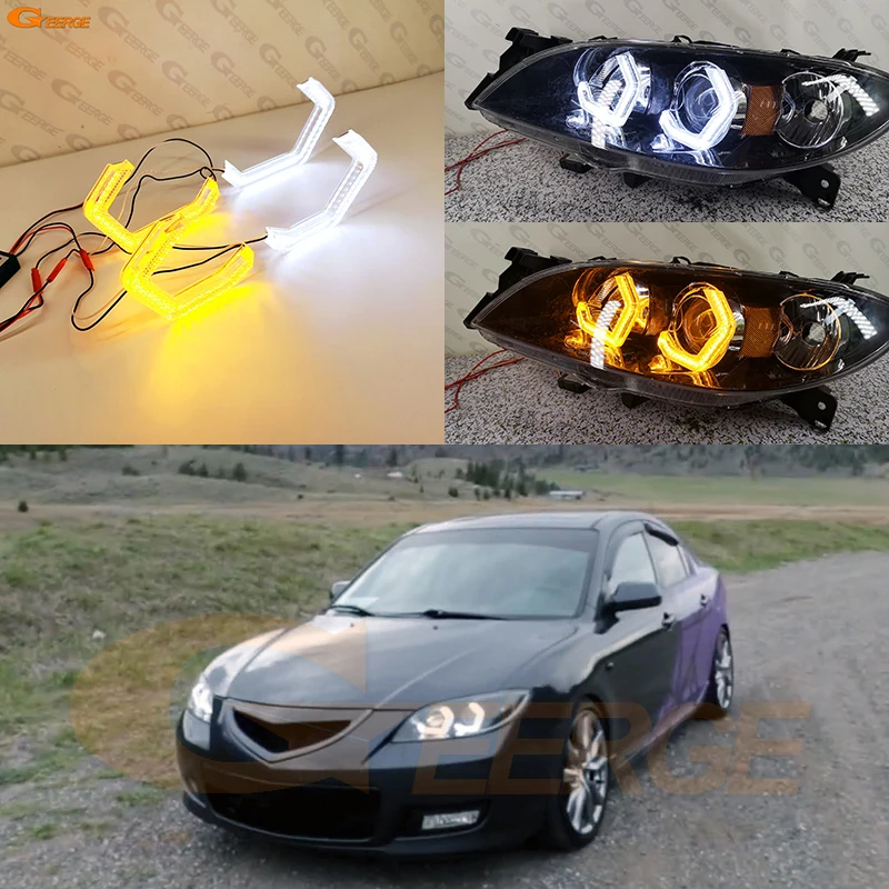 For Mazda 3 Mazda3 BK 2003 - 2008 Super Bright M4 Iconic Style 3D Hexagon Led Angel Eyes Kit Halo Rings Car Accessories