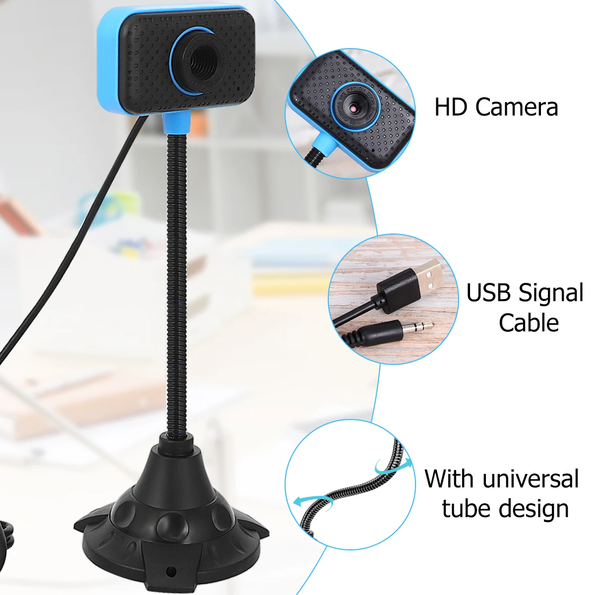

Course Camera Web Webcam 4k Flexible 0.3MP Computer with Mic Microphone