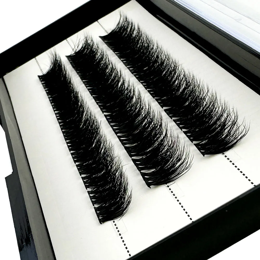 Wholesale 3D fluffy Soft Ribbon Segmented False Bundles Eyelashes DIY Individual Clusters Lash Extensions Faux Mink Lashes