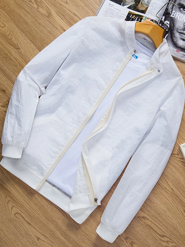 

Men's Summer Outdoor Fiing Ice Silk Sun Protection Jaet Stand Collar Korean Trendy Polyester Riding Qui Dry Lightweight