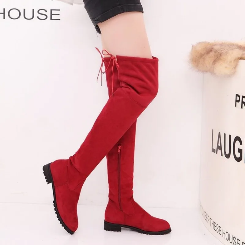 European and American Long Boots 2024 Autumn Winter New Flat Bottomed Over Knee Side Zipper Temperament Women's Leather Boots