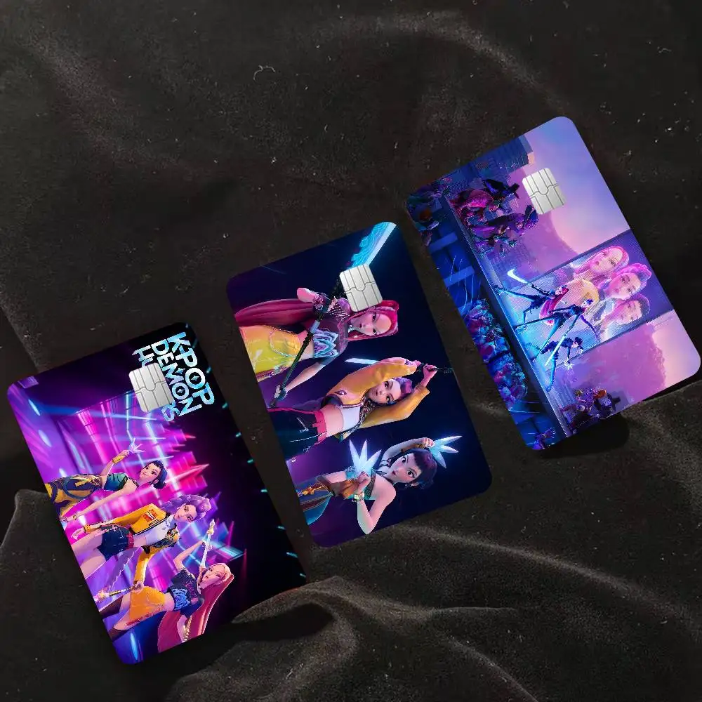 Kpop D-demon Hunters Anime Credit Card Skin Stickers No Adhesive Residue Water Proof For VISA Credit Card Subway Access Card
