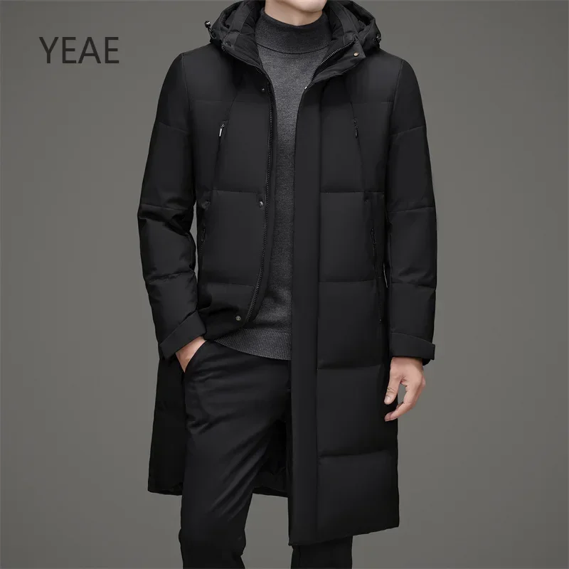 YEAE-Chaqueta larga de plumón de pato para hombre, ropa de diseñador acolchada, abrigos informales para hombre, chaquetas de invierno, 2024