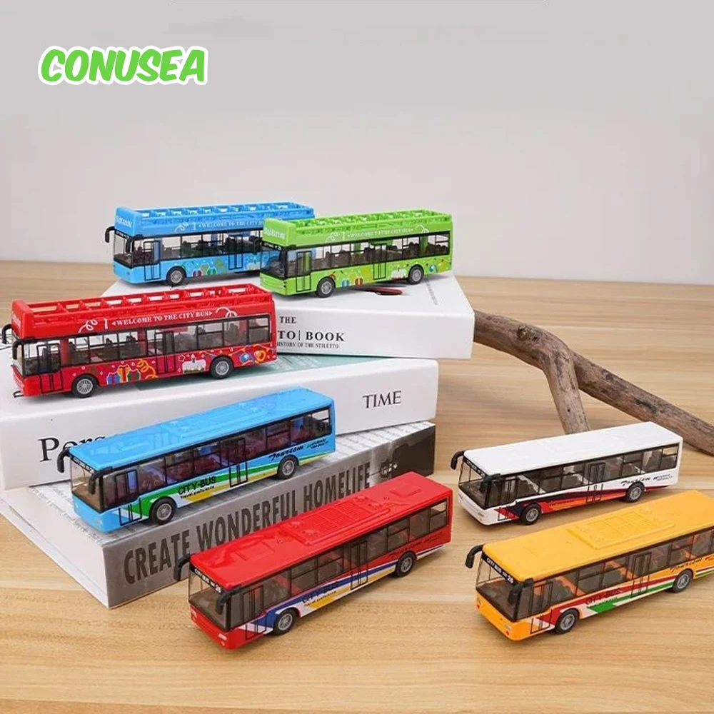 Alloy Car 15Cm Bus Model Diecast Double-Decker Pull Back Vehicle Children\'s Toy Car Bus Toy Car for Boys Girls Birthday Gifts