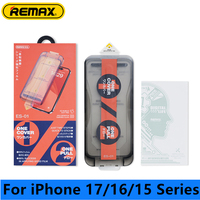 REMAX Easy To Stick Dust-free Tempered Glass For iPhone 17 17Air 17Pro 17ProMax For iPhone 16/15 Series ONE COVER ONE PULL