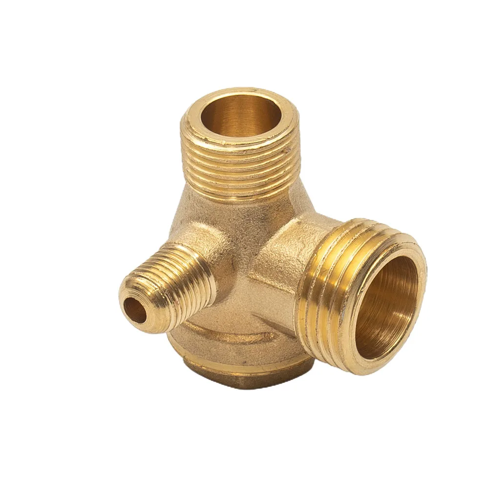 Parte della valvola di ritegno di ricambio Compressore d'aria di ricambio Strumento filettato a 3 porte 10 * 16 * 20mm Resistenza corro/ione Accessorio utile in ottone